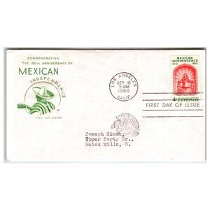 Scott #1169 1960 Mexican Independence First Day Cover FDC Los Angeles CA